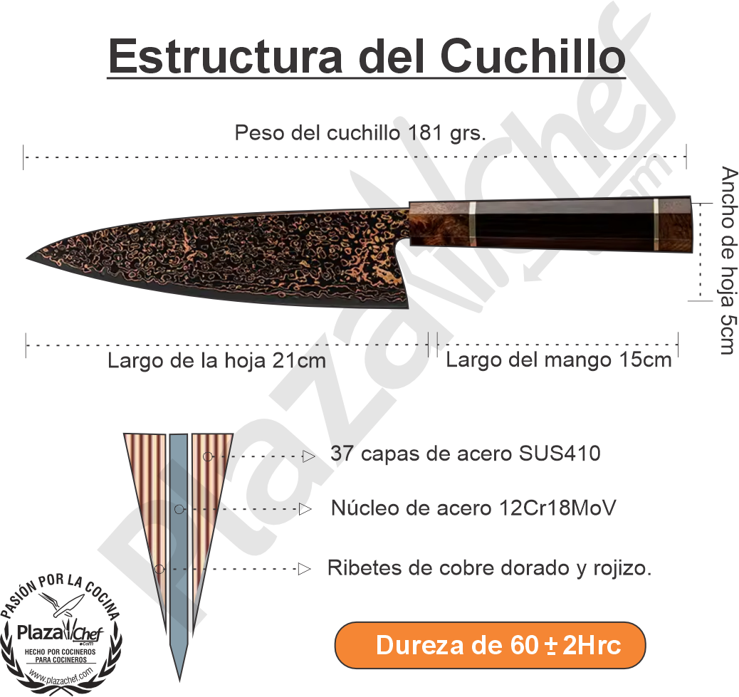 Chef 8" Damasco - Cobre (DMS-546A)