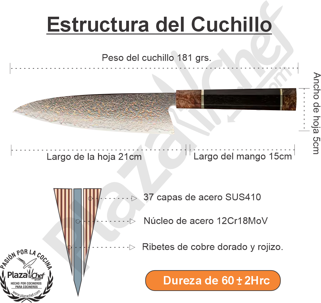 Chef 8" Damasco - Cobre (DMS-547A)